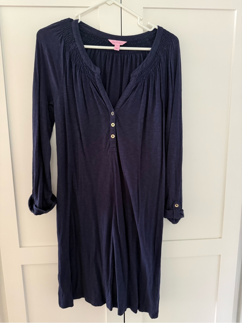 Lilly Pulitzer Navy Long Sleeve Henley Tunic Dress